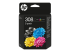 6L6S6UE - HP 308 - Pack de 2 - noir, jaune, cyan, magenta - De face